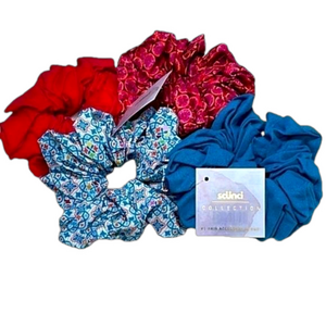Jumbo Scunci Scrunchies Set of 4 Soft Stretch Hair Bands Blue Red Pink Fun Gift